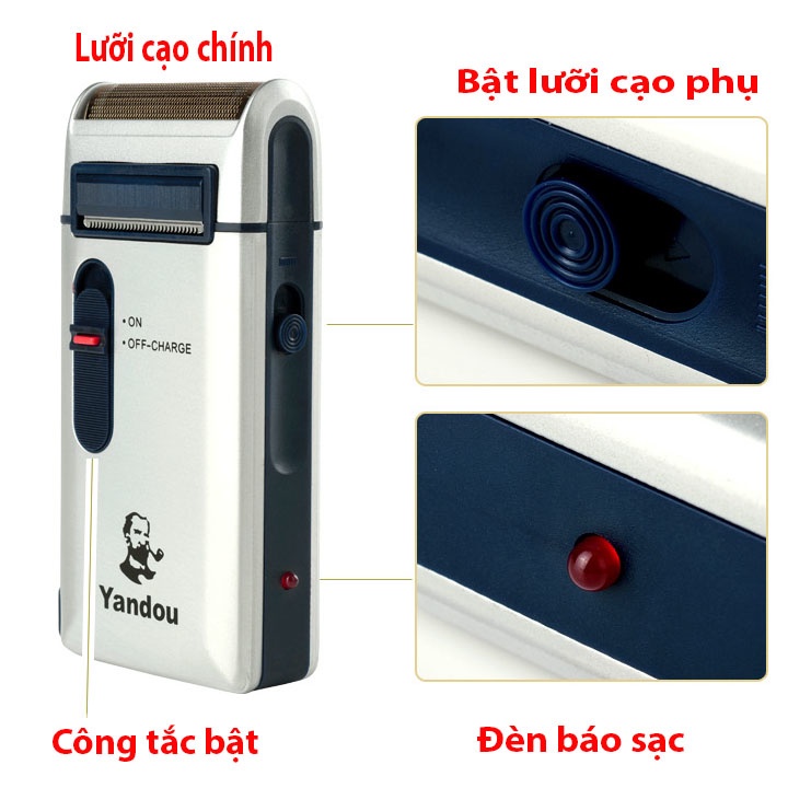 Máy Cạo Râu Đa Năng Nam Yandou SC-W301U Nhỏ Gọn Cắt Siêu Sắc Siêu Bền Pin Cực Trâu Có Thể Thay Lưỡi Tặng Kèm Bao Da