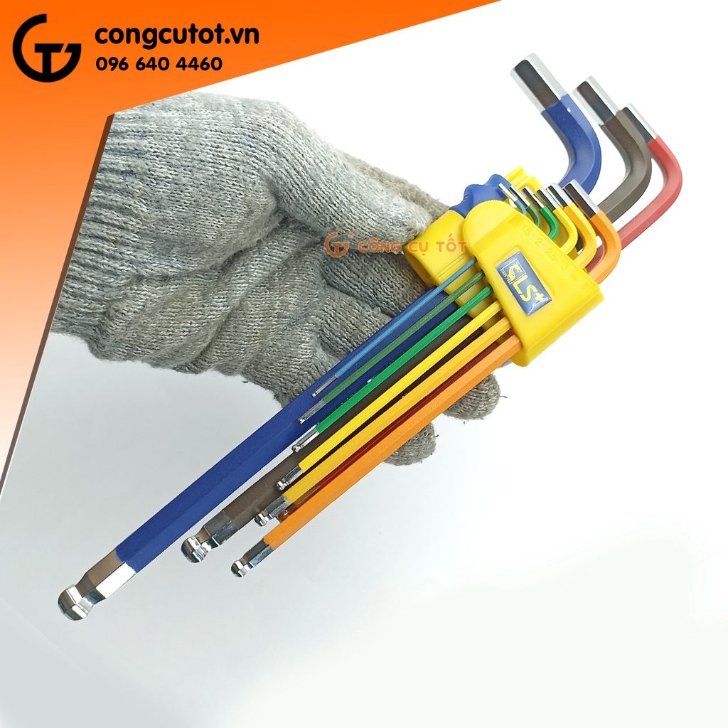 Bộ 9 cây lục giác bi đánh mã mầu 1.5-10m LS LS200112