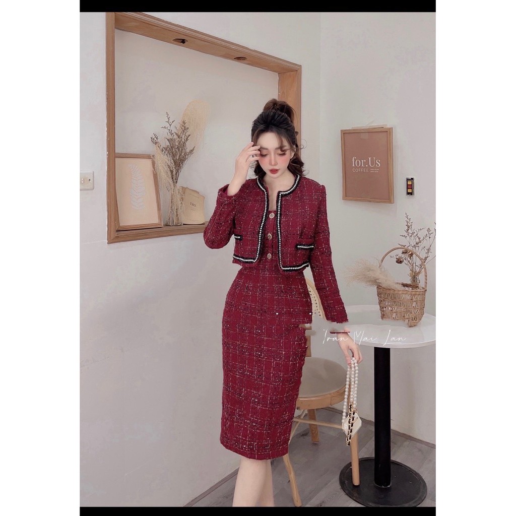 sét váy dạ, sét dạ tweed,sét dạ tiểu thư,cest clothing.