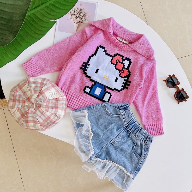 (Hình thật) ÁO LEN HỒNG HELLO KITTY