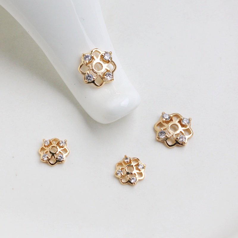 Giá Đỡ Trang Sức Hình Nón DIY 14K Đính Đá Zircon 8mm 10mm Màu Vàng Đồng