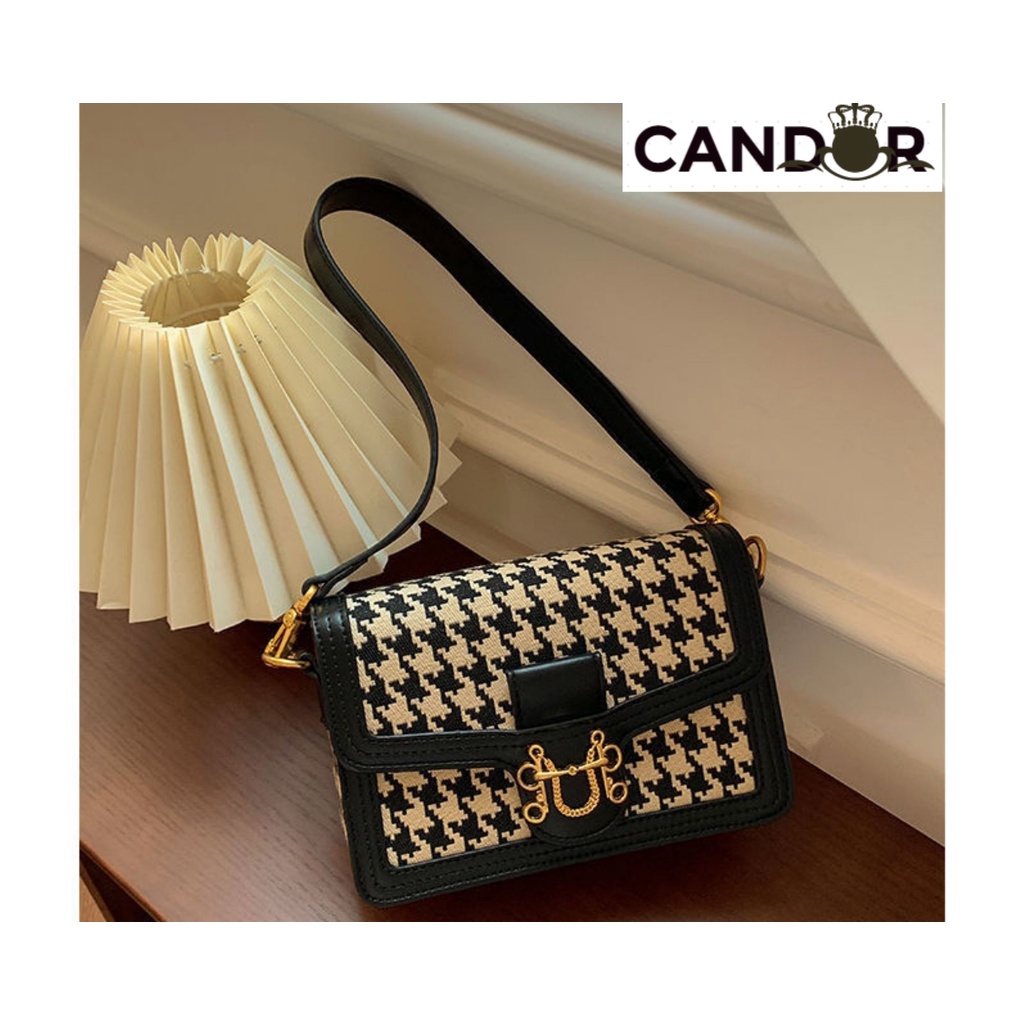 Túi xách nữ đeo chéo kẹp nách họa tiết nanh sói cao cấp B6