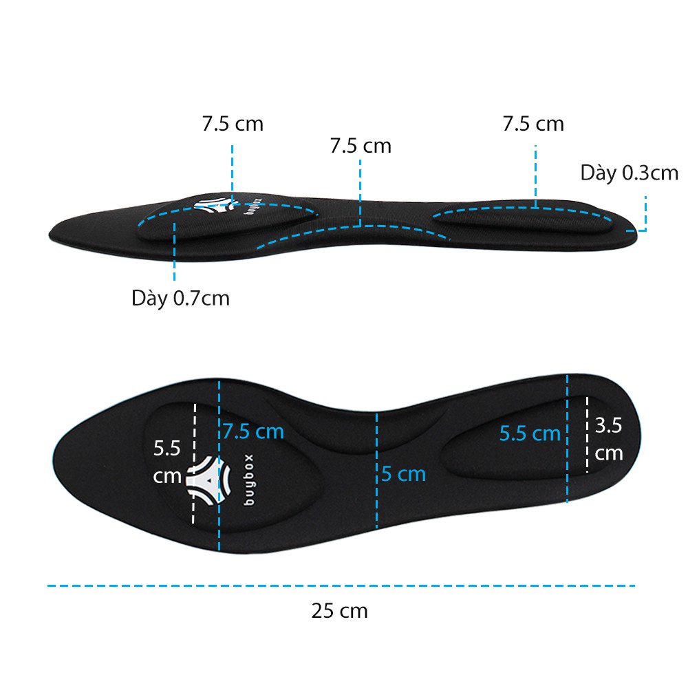Một cặp Lót giày cao gót mũi nhọn 4D có gờ chống sốc giảm mỏi gang bàn chân - buybox - BBPK65