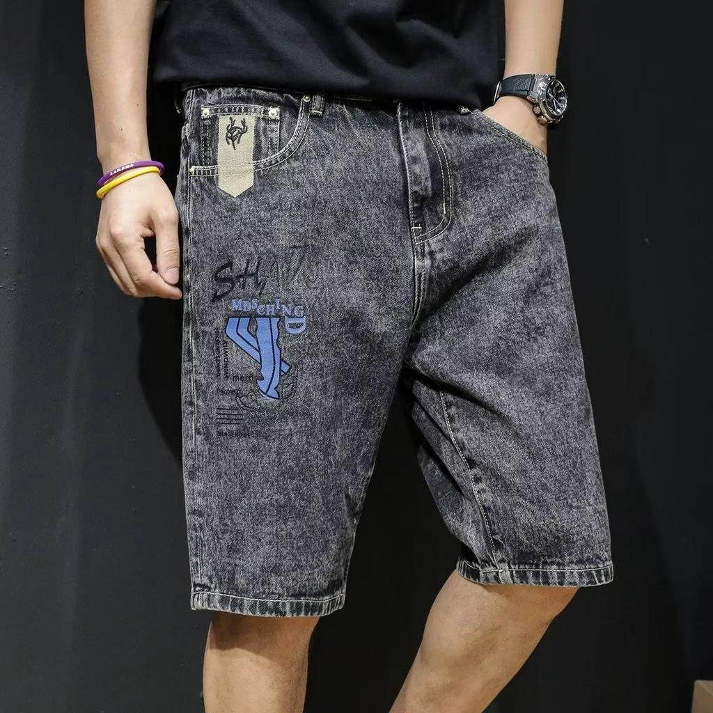 Quần Short Denim Mỏng Dáng Rộng Phong Cách Đường Phố Thời Trang Mùa Hè Dành Cho Nam 28-36 2 Màu