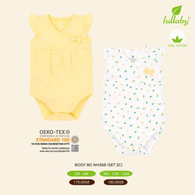 Set 2 body cộc Lullaby PREMIUM COTTON mềm mịn, mát, hàng cao cấp chín hãng