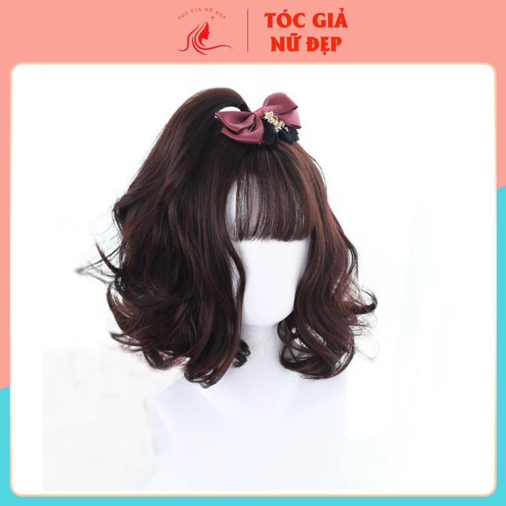 Tóc giả nữ giá rẻ trung niên 😋FREESHIP😋 Tóc giả nguyên đầu xoăn ngắn mẫu mới 20cm, D3038