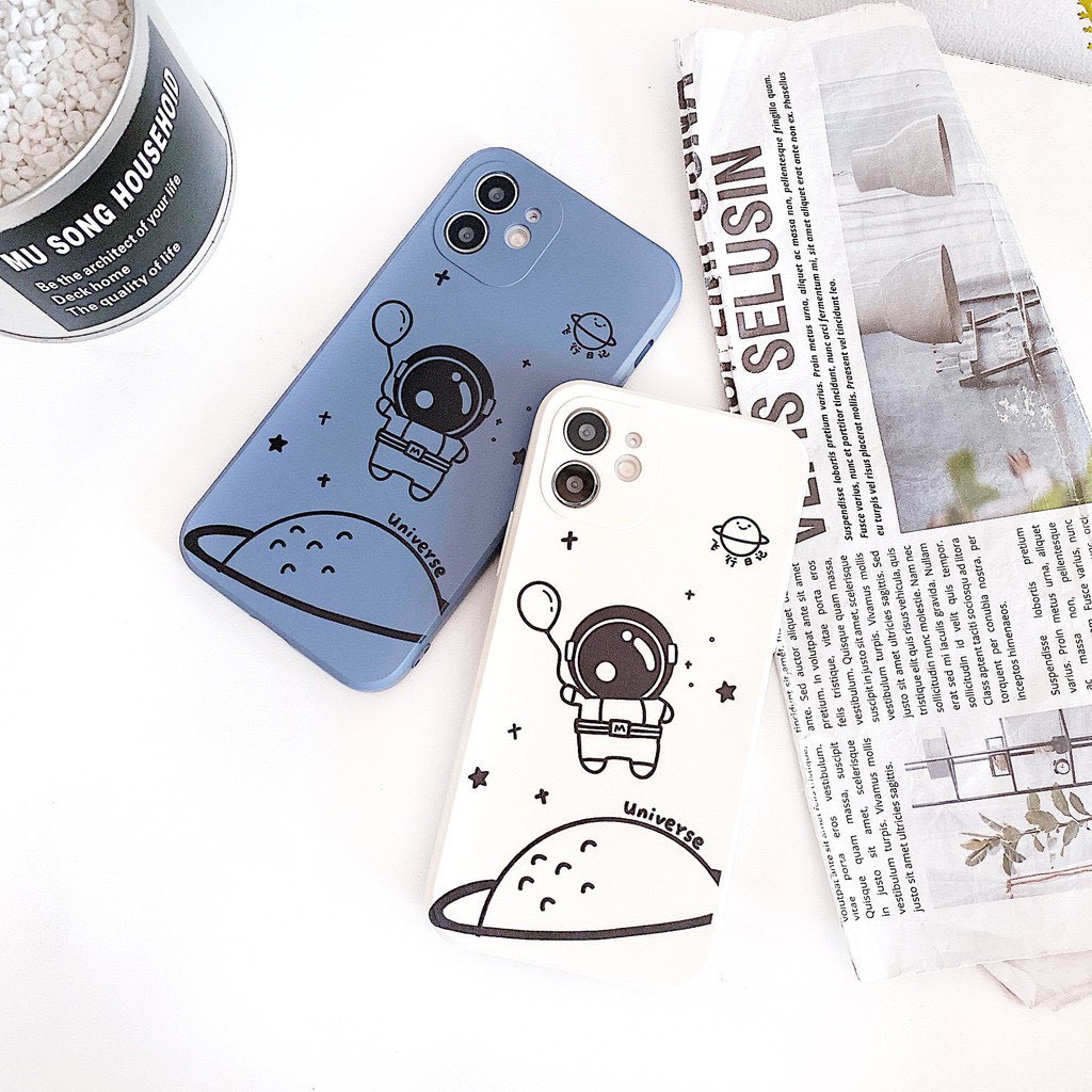 Ốp lưng iphone hình du hành trái đất dẻo cạnh vuông bảo vệ camera cho iphone 7plus/8plus/x/xs/xsmax/11/12/13/promax