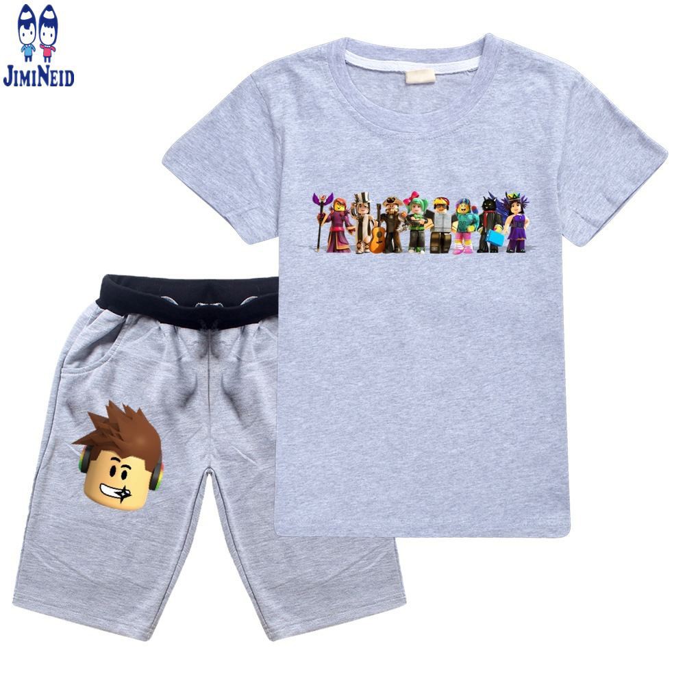 【JD】Summer hot sale ROBLOX Baby Boy Girls Clothes Short-sleeved cotton T-shirt + shorts 2-piece set