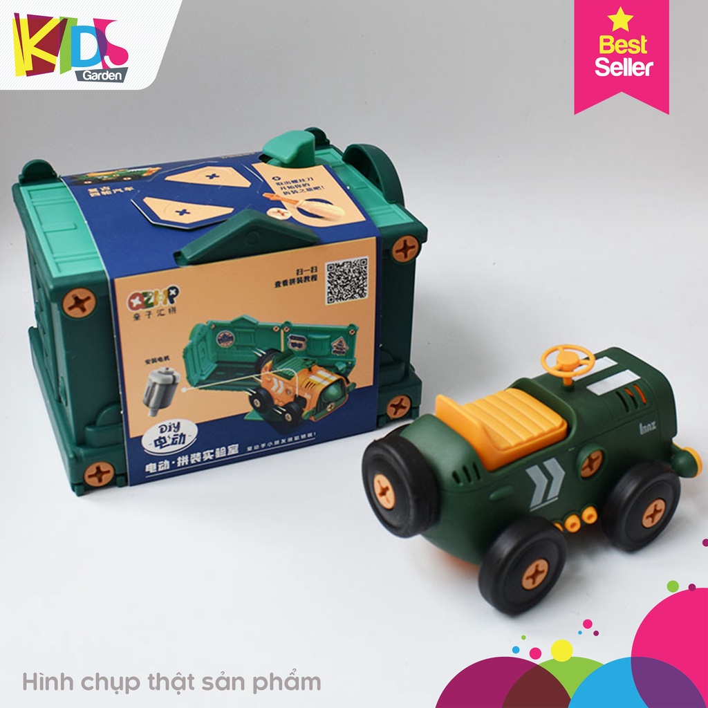 Xe đồ chơi cho bé Xe đồ chơi lắp ráp phong cách cổ điển chạy bằng pin cao cấp XDC08-XLAPRAP02