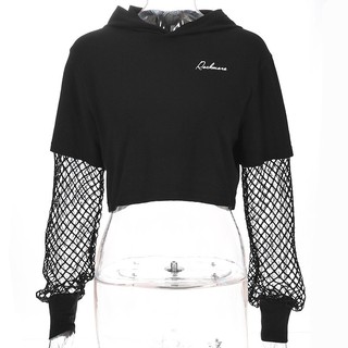 Áo Croptop Tay Dài Phối Lưới