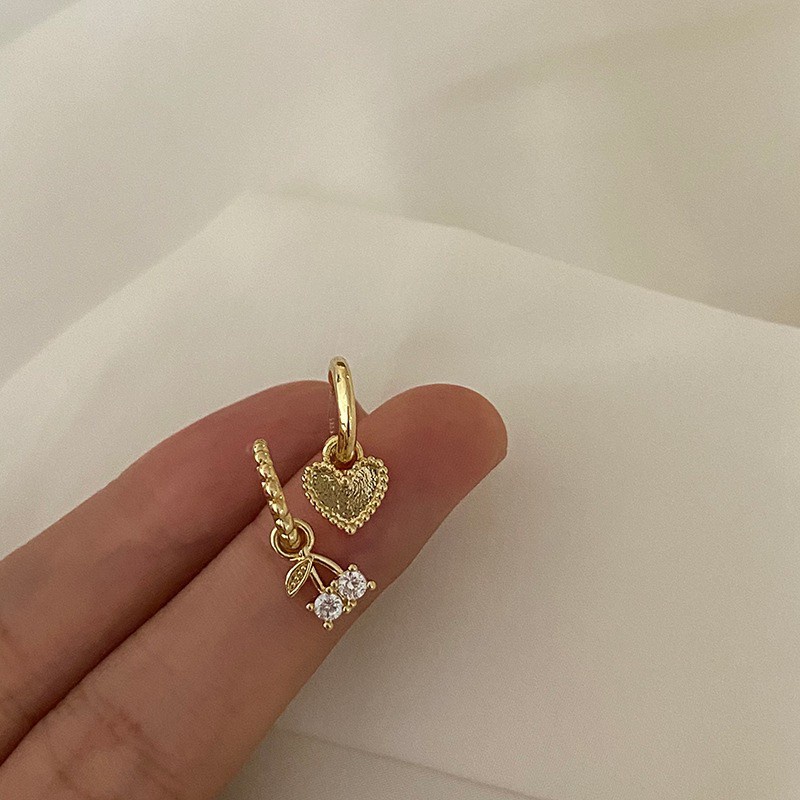 Bông tai mạ bạc 925 hình quả cherry xinh xắn cho nữ