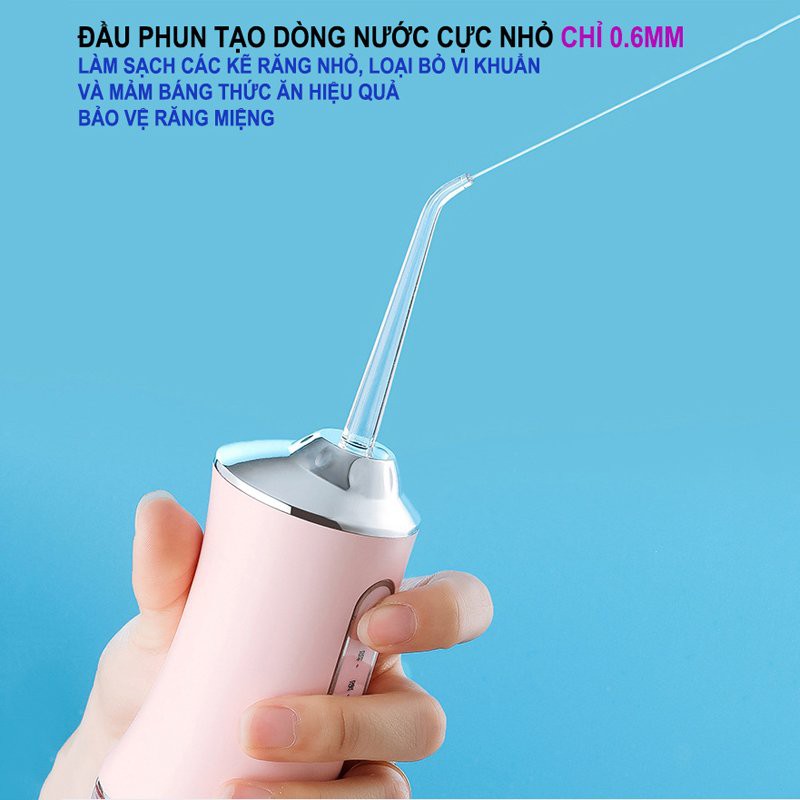 Máy Tăm Nước Cầm Tay Vệ Sinh Răng Miệng Oral irrigator - Sạc Pin, Chống Nước nhà Sunmart