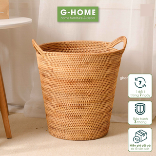 Giỏ mây đan có tay cầm Ghome, sọt mây đựng quần áo hàng Việt Nam chất lượng cao thân thiện môi trường GIOMAY
