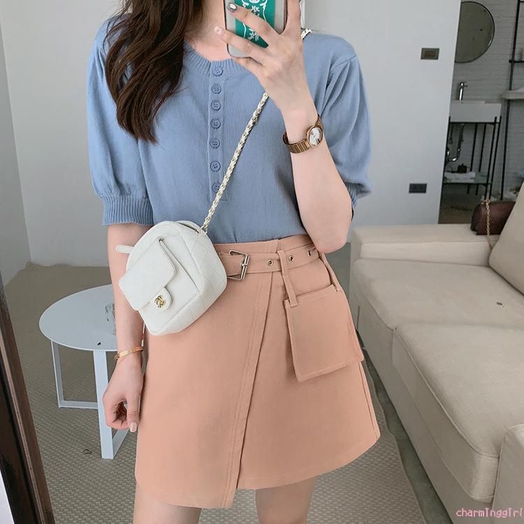 Áo Tay Phồng Cổ Tròn Trơn Màu Xinh Xắn Dành Cho Nữ