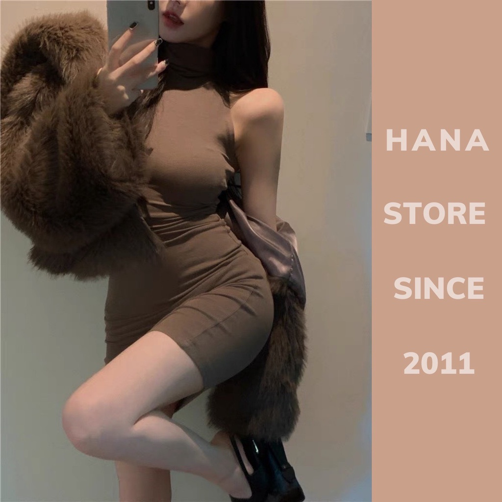 Đầm body ba lỗ cổ lọ form ôm siêu tôn dáng phong cách Hàn Quốc | BigBuy360 - bigbuy360.vn