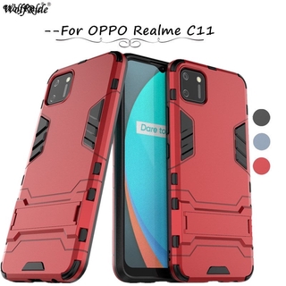 Ốp Điện Thoại Nhựa Cứng Có Giá Đỡ Ẩn Cho OPPO Realme C11
