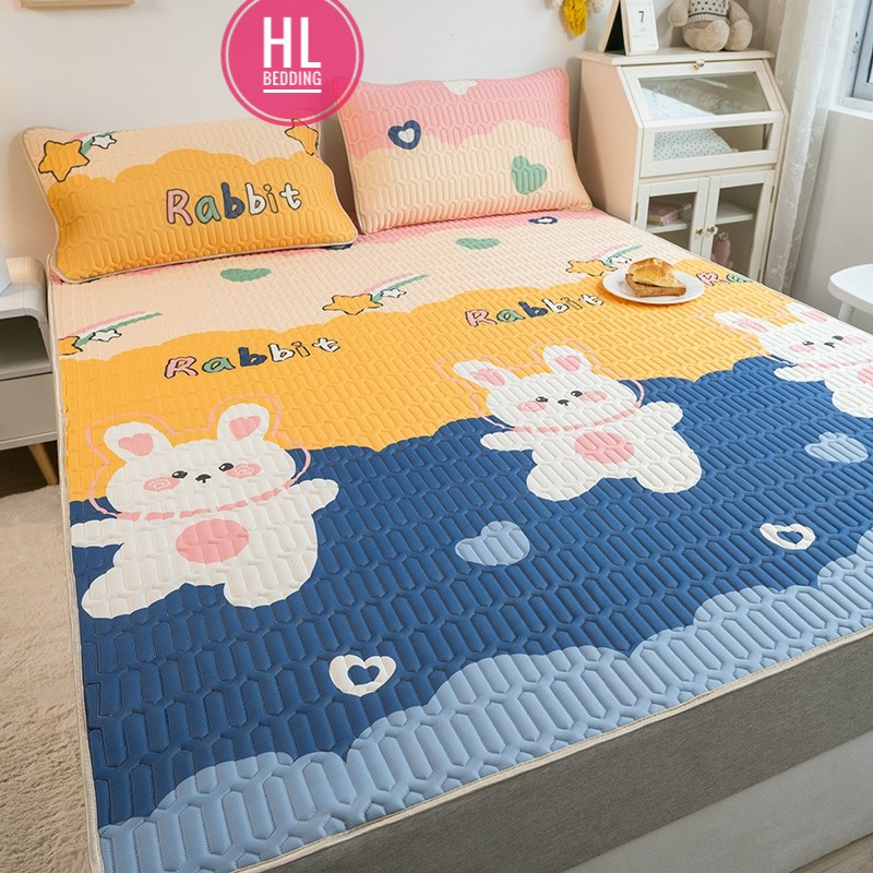 Chiếu điều hòa cao su non 5D Thỏ HL Bedding vải lụa Tencel mát cao su non Latex mềm mịn đủ kích thước m6/m8/2m2