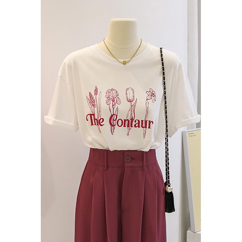 NRVP Áo Thun Tay Ngắn Cổ Tròn 100% Cotton Thời Trang Phong Cách Hàn Quốc Cho Nữ