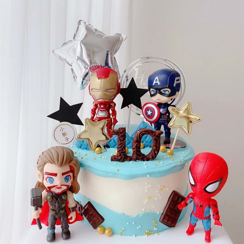 Set 6 mô hình nhân vật phim Avengers bằng nhựa dùng để trang trí bánh