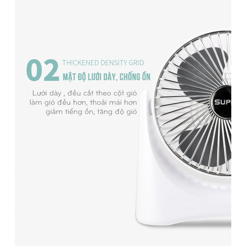 [PIN CHẠY 4-5 GIỜ] QUẠT USB TÍCH ĐIỆN SUPER FAN - 3 Chế Độ Gió Mạnh Mẽ  - BẢO HÀNH 1 ĐỔI 1