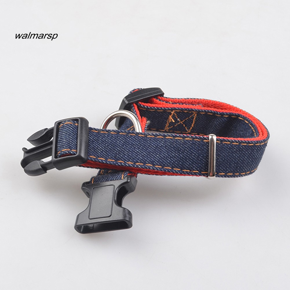 ZZ_Pet Dog Puppy Denim Adjustable Soft Collar Buckle D-ring Necklace Neck Strap