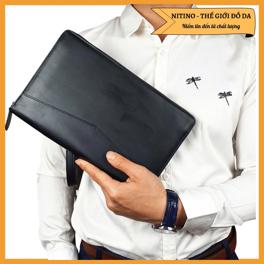 Clutch cầm tay nam nữ chất liệu da bò thật cao cấp NITINO CL02