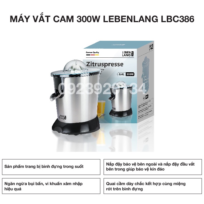 Máy vắt cam 300W Lebenlang LBC386