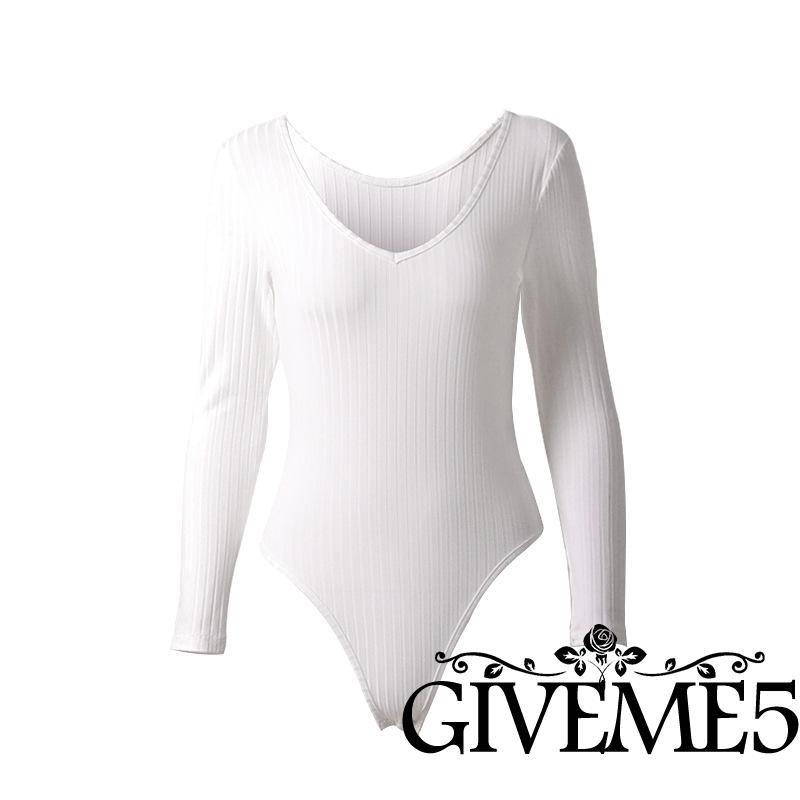 Áo liền quần Tay Dài Cổ V Thời Trang Dành Cho Nữ