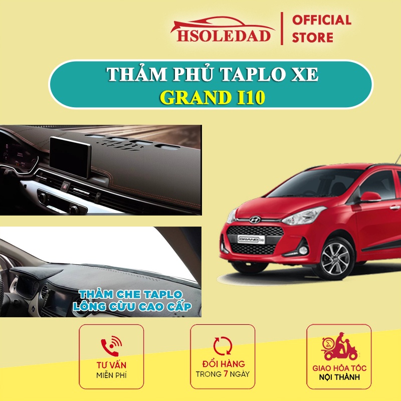 Thảm taplo GRAND I10 bằng lông Cừu 3 lớp hoặc Da Cacbon