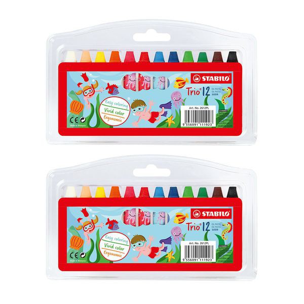 Bộ 2 vỉ bút sáp dầu STABILO Triangular Oil Pastel 12 màu (OP2612-C2)