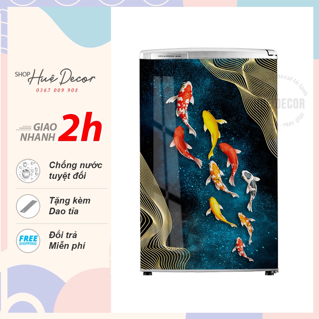 Tranh dán tủ lạnh mini cá Koi Hoàng gia