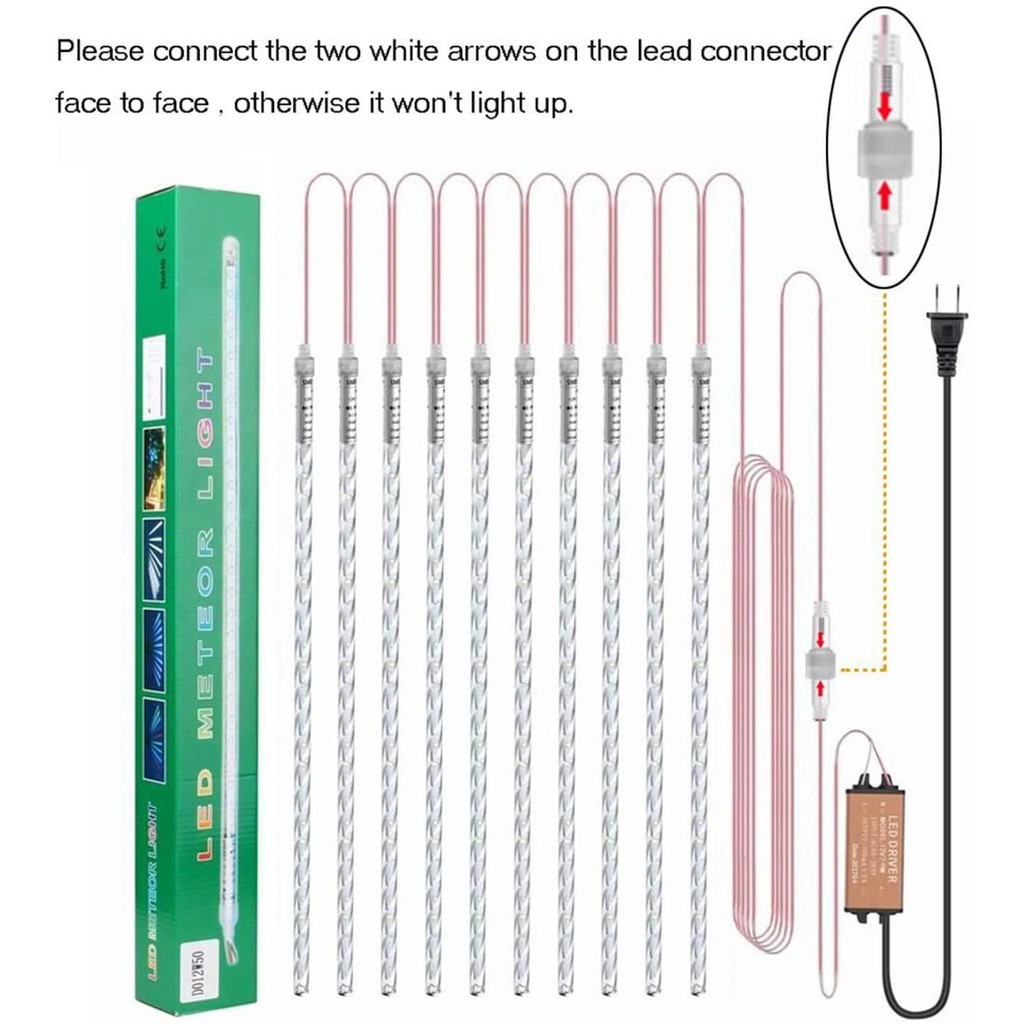 (Chọn Màu) Dài 3 Mét *8 Ống Đèn Led Sao Băng 50Cm-Rèm Đèn Led Chống Nước Trang Trí Tiệc Ngoài Trời Sân Vườn Noel