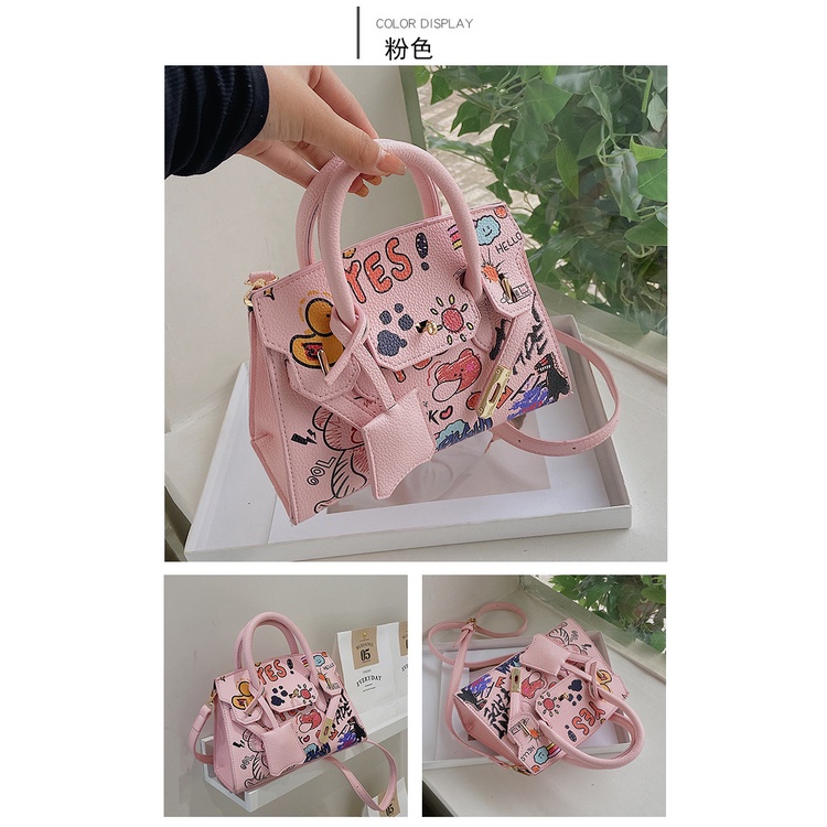 Túi Xách Đeo Vai Họa Tiết Hoạt Hình Graffiti Phong Cách Âu Mỹ 2022 Thời Trang Cho Nữ