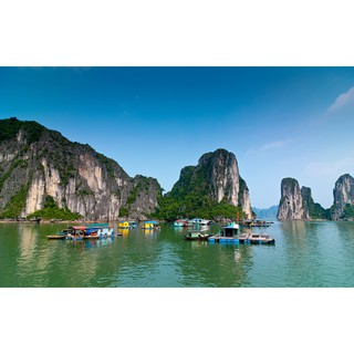 Tranh dán tường vịnh Hạ Long có sẵn keo dễ dán PC74 (Làm tranh theo yêu cầu)