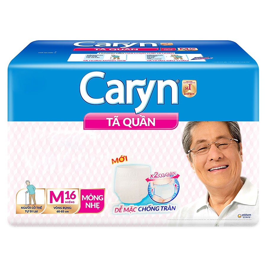 Tã quần người lớn caryn mỏng nhẹ size M16,caryn L14,XL12 chống tràn,bĩm quần caryn dành cho người già