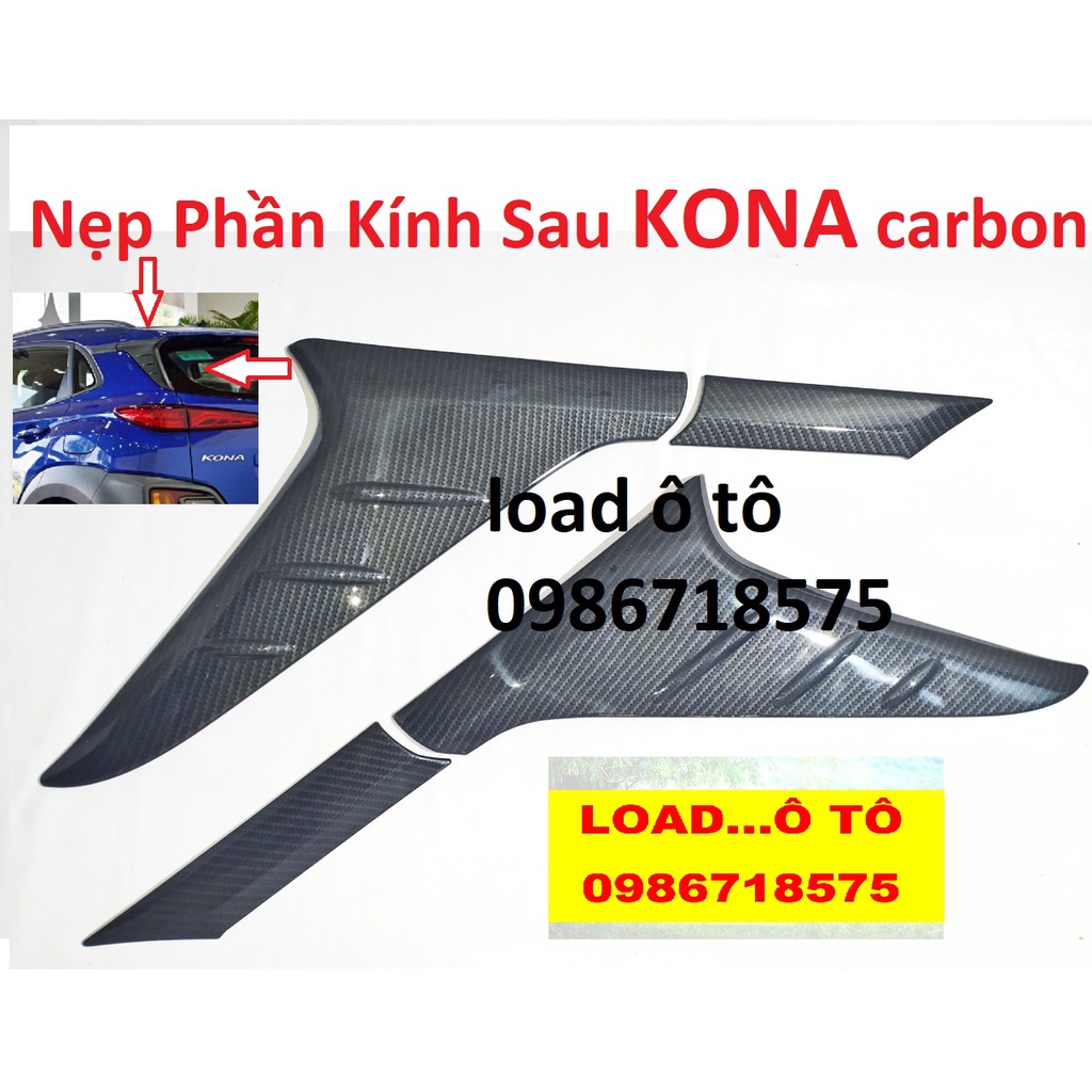 Bộ Ốp Trang Trí Kính sau Huyndai KONA Vân Carbon Cao Cấp, Có Sẵn Keo Dán 3M