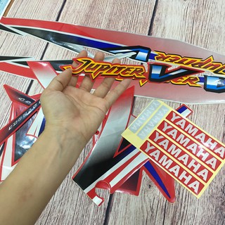 Tem dán xe Jupiter V màu đỏ, chất keo chất lượng bền đẹp, loại dày lâu phai màu