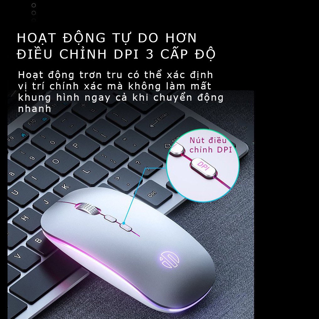 Chuột Không Dây Wireless Bluetooth Pin Sạc Inphic M1L, Chống Ồn, Siêu Nhạy Phù Hợp  Sử Dụng Cho Văn Phòng, Chơi Game