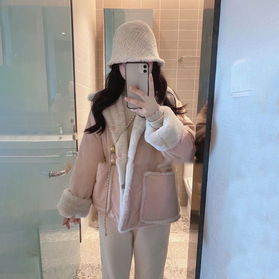 Áo khoác lông nữ mặc được hai kiểu Tiemcuachii dáng ngắn ấm áp