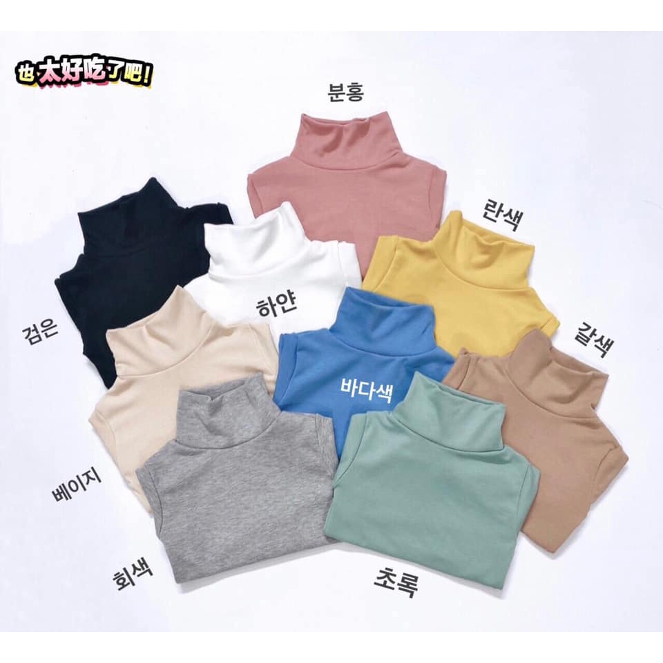 (Siêu dày dặn) Áo dài tay trơn chất cotton len cổ lọ cực ấm cực đẹp thu đông bé trai bé gái Namkidshop (QATE393)