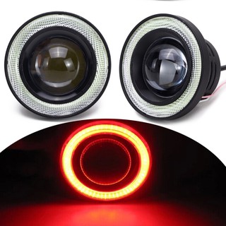Bộ 02 Đèn Led Cob Ô Tô ( ánh sáng trắng, viền tròn đỏ,, xanh dương)