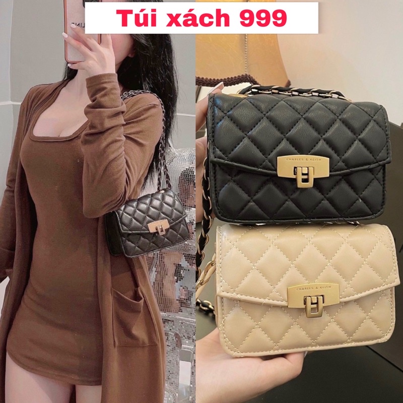Túi xách nữ MINI đeo chéo CNK Ô TRẦN TRÁM khóa gập size 15cm phong cách Hàn Quốc nhỏ gọn da mềm dáng vuông