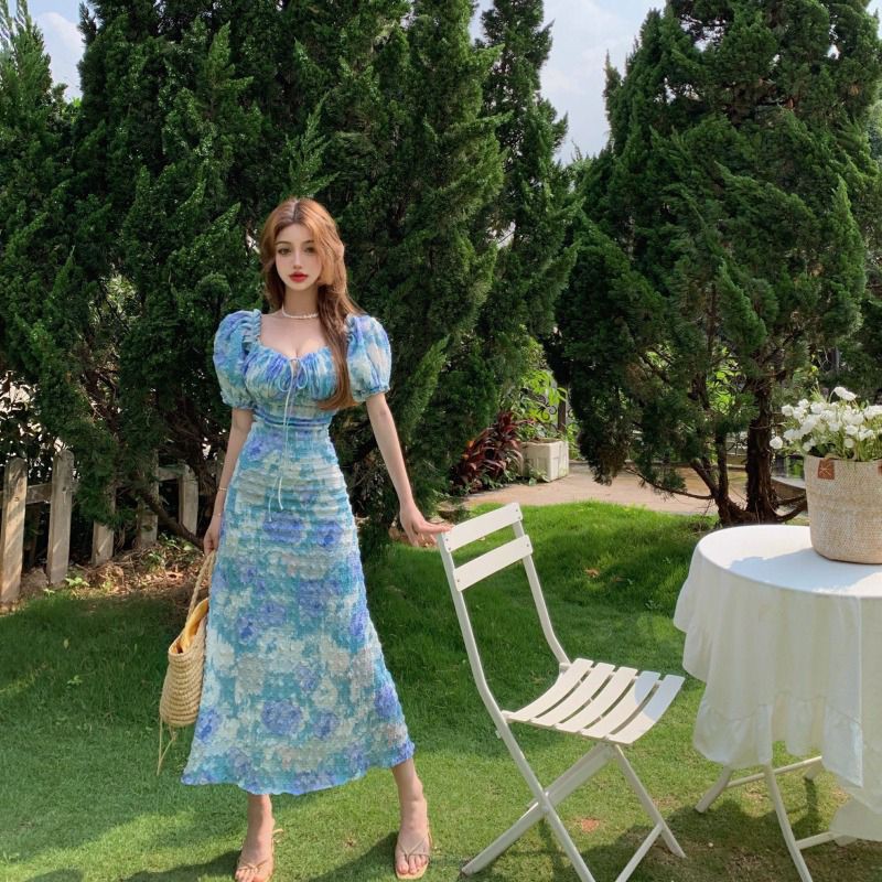 HÀNG MỚI | ĐẦM MAXI HOA VẢI NỔI TAY PHỒNG UZLLANG