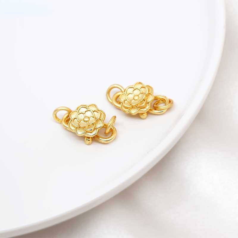 Khóa Cài Hình Hoa Sen Mạ Vàng Nhám 18K Làm Trang Sức Thủ Công diy