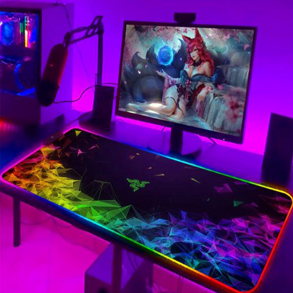 Lót chuột gaming LED RGB cỡ lớn - Bàn di chuột, pad chuột gaming LED RGB dày 4mm in siêu nét, siêu bền