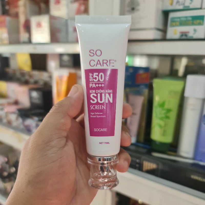 Kem chống nắng SO CARE SPF 50+++ lót trang điểm cao cấp mềm mịn tự nhiên dưỡng trắng da mặt che mờ thâm nám khuyết điểm.