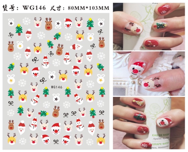 sticker noel dán móng tay nail hot mới