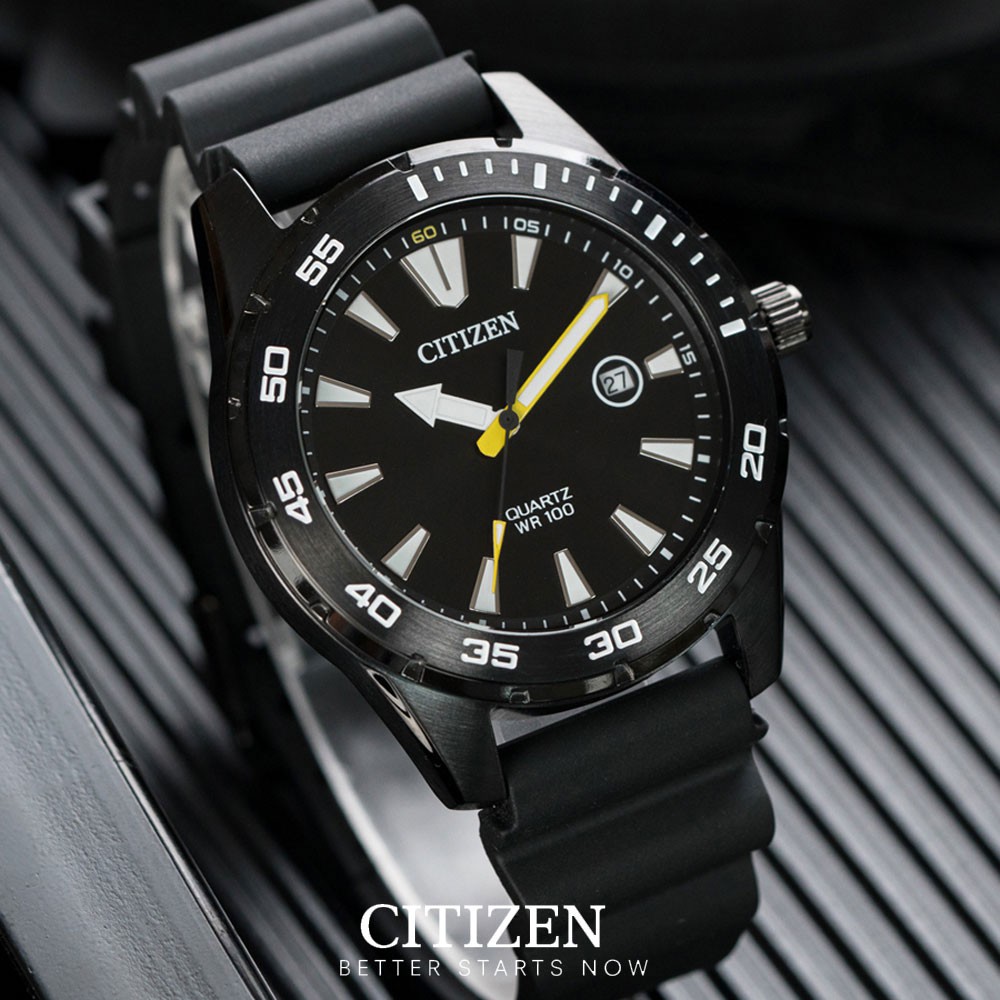 Đồng Hồ Nam Citizen Dây Cao Su BI1045-13E - Mặt Đen