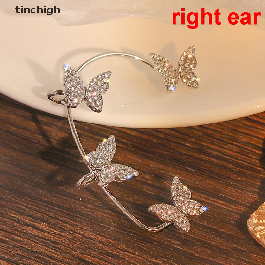 Bông Tai Dạng Kẹp Hình Bướm Đính Đá Zircon Lấp Lánh