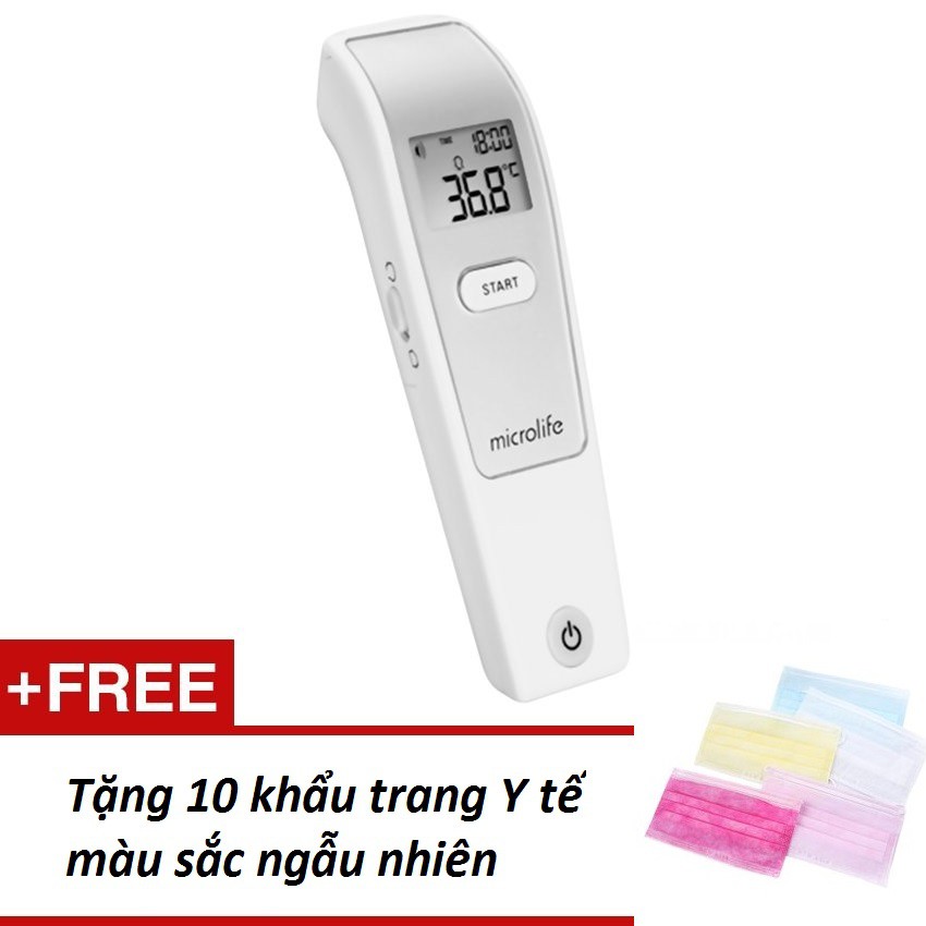 Nhiệt kế hồng ngoại đo trán Microlife FR1MF1+Tặng 10 khẩu trang y tế màu ngẫu nhiên